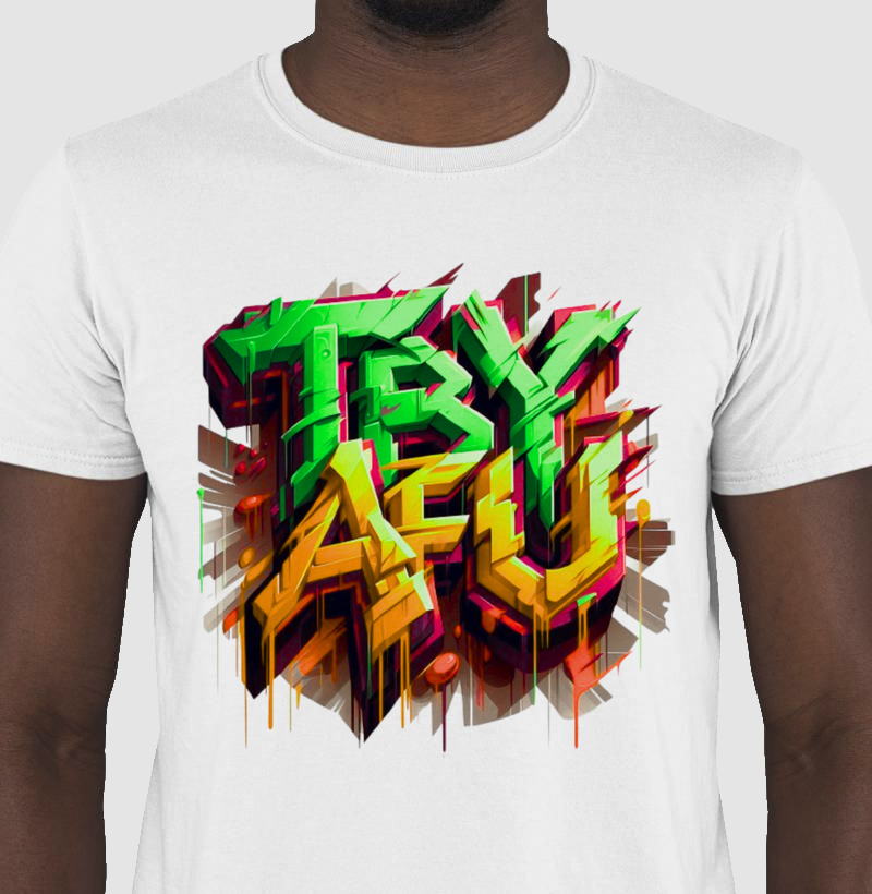 🔥 Camiseta Estampa Try Afú Vibrante - Cores Marcantes, Perfeitas Para Quem Busca Se Destacar! 🔥