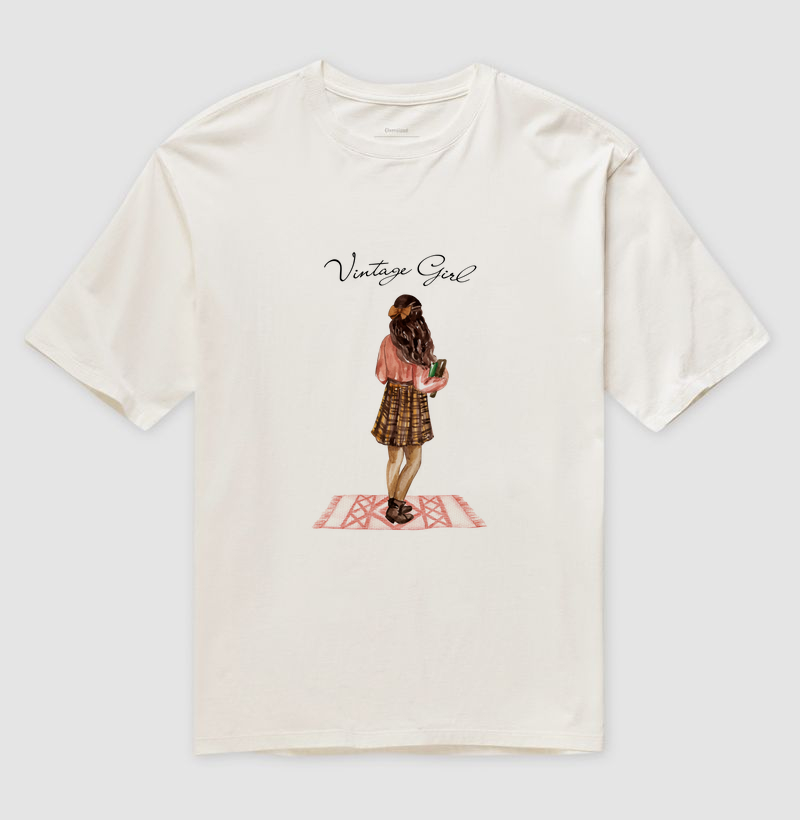 Camiseta Oversized - Vintage Girl