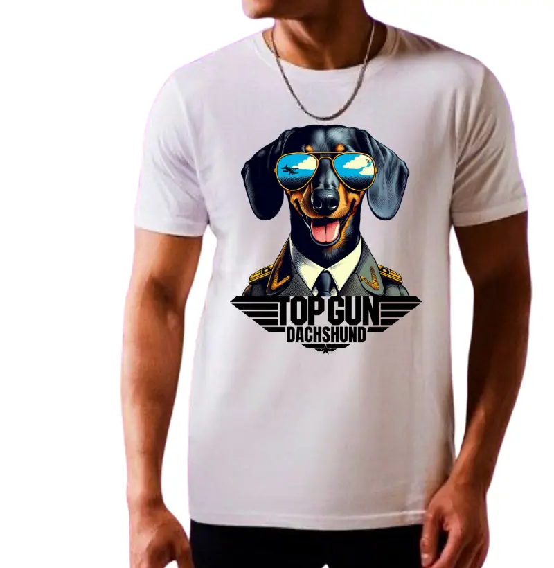 [Camiseta] Top Gun - Dachshund Macho
