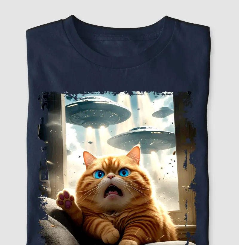 Camiseta Gato Amarelo Apavorado