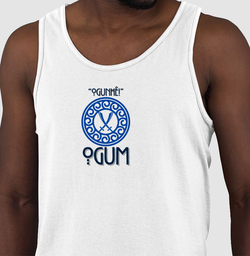 Camiseta Ogunhê Ogum Sombreada Branca Masc.