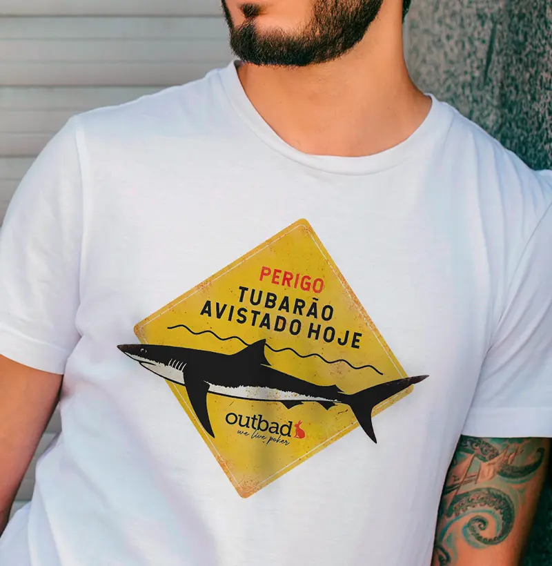 Camiseta de poker 100% algodão - Tubarão
