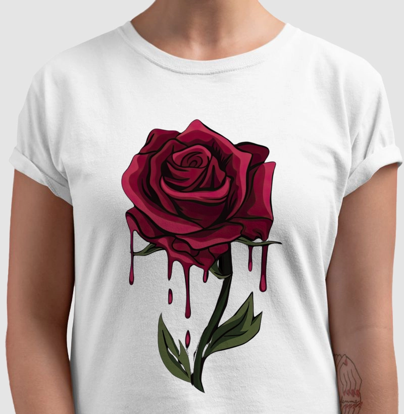 Red rose dripping