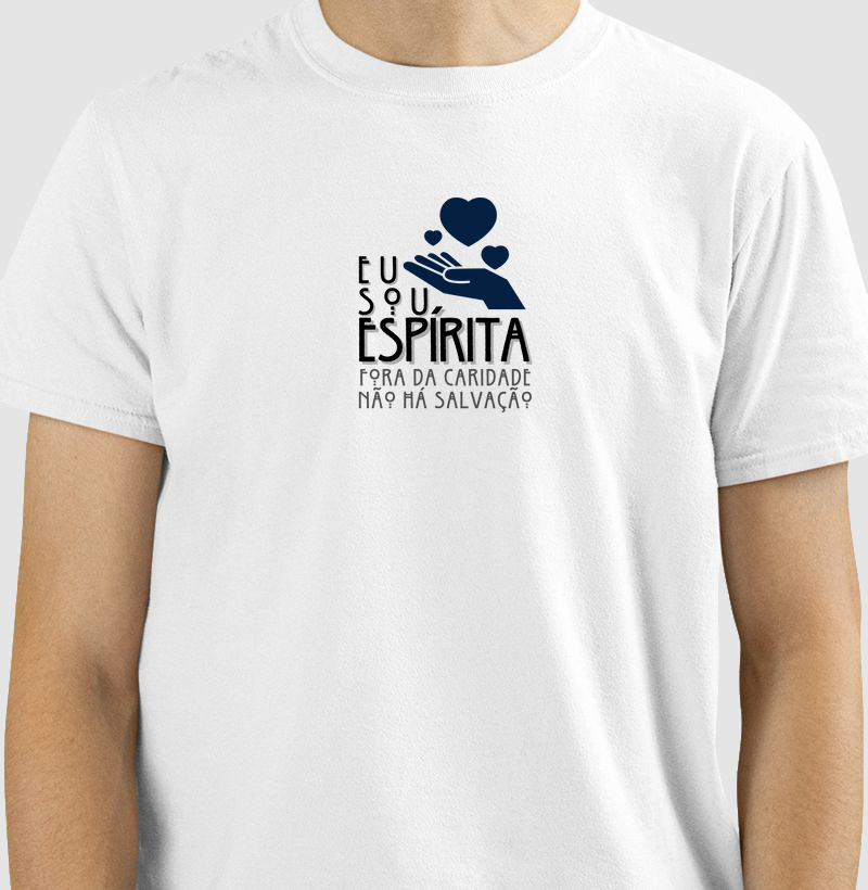 Estampa Sou Espírita Corações Branco Masc.