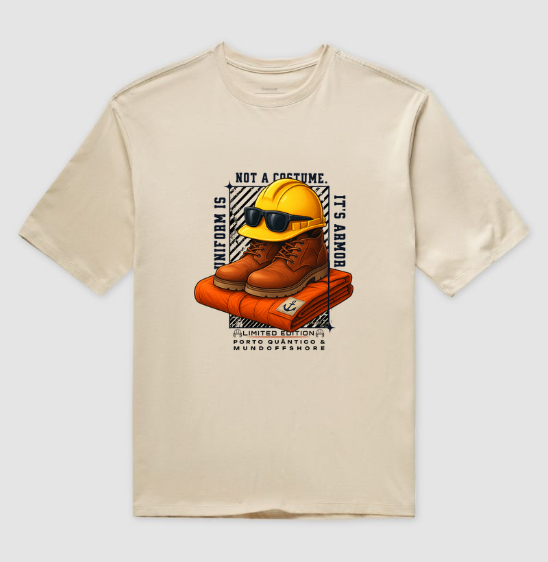 Camiseta Oversized Unissex 100% Algodão - Uniform is armor | Collab MundOffshore