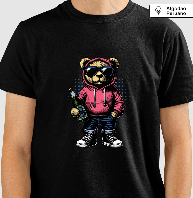 Teddy Beer: Camiseta em Algodão Peruano  - O Ursinho Mais Descolado do Rolê