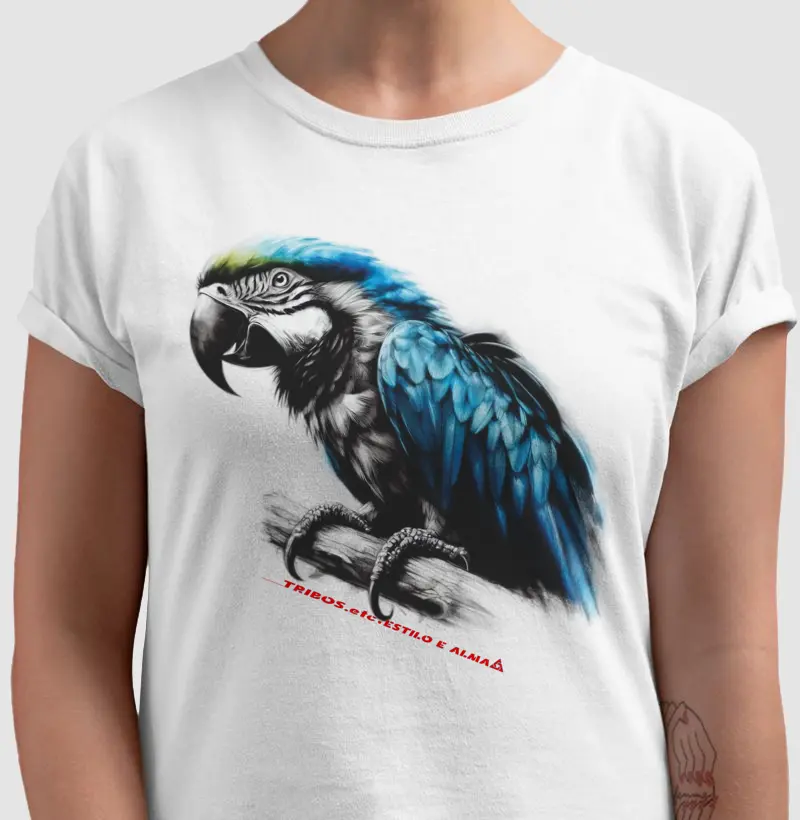 CAMISETA RESERVA.INK MASCULINA E FEMININA TRIBOS.etc ARARA AZUL