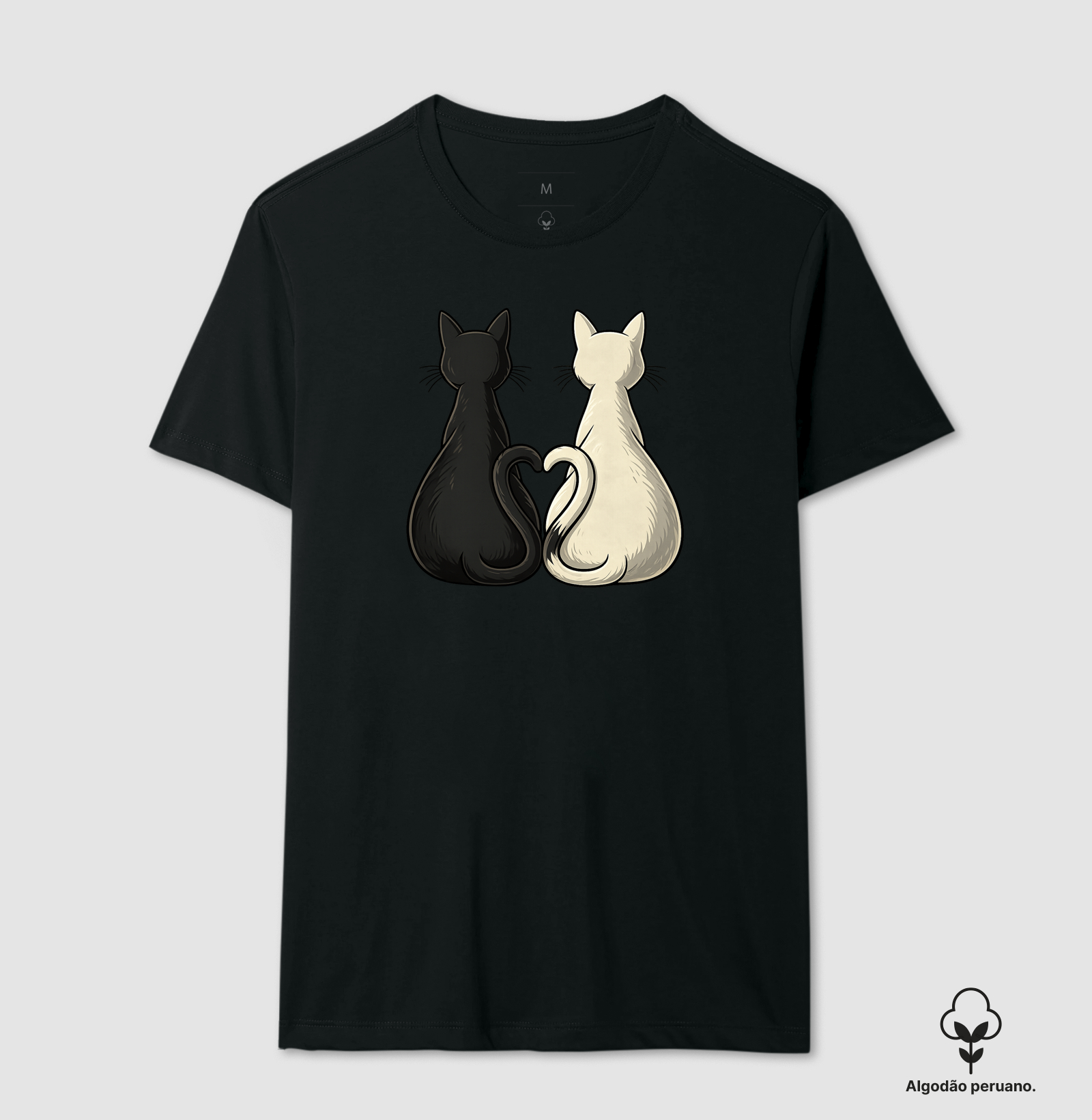 Camiseta Dupla de Gatos e Coraçãozinho