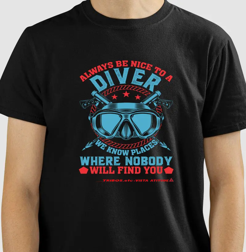 CAMISETA RESERVA.INK MASCULINA E FEMININA TRIBOS.etc ADVENTURE DIVER ALWAYS BE NICE