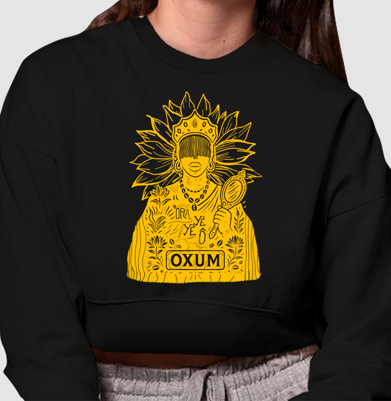 Cropped Moletom Oxum Estampa (Amarela)