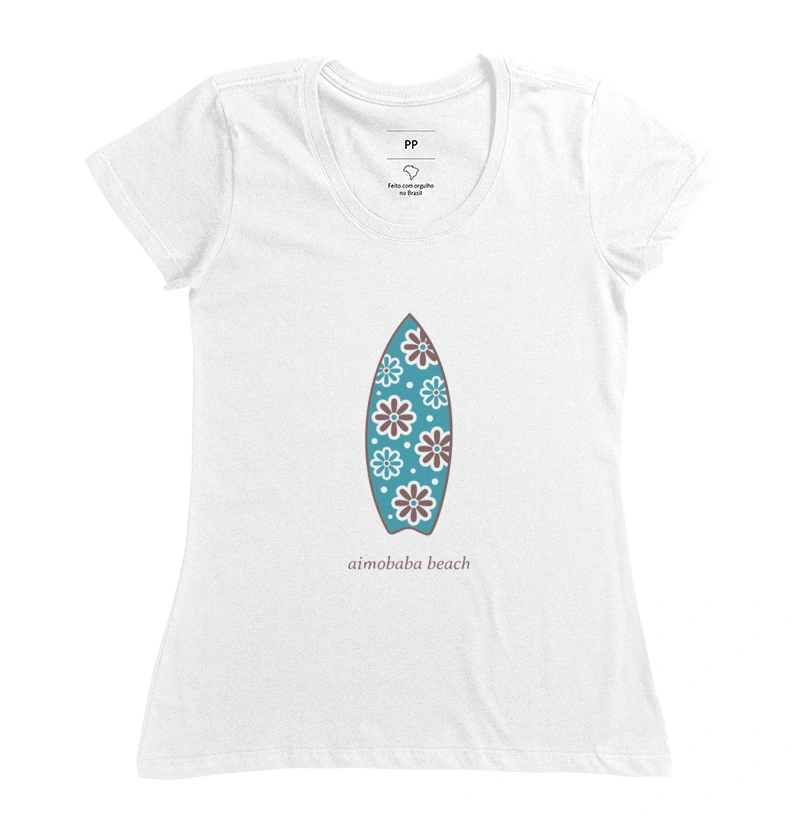 Camiseta Aimobaba Beach feminina branca