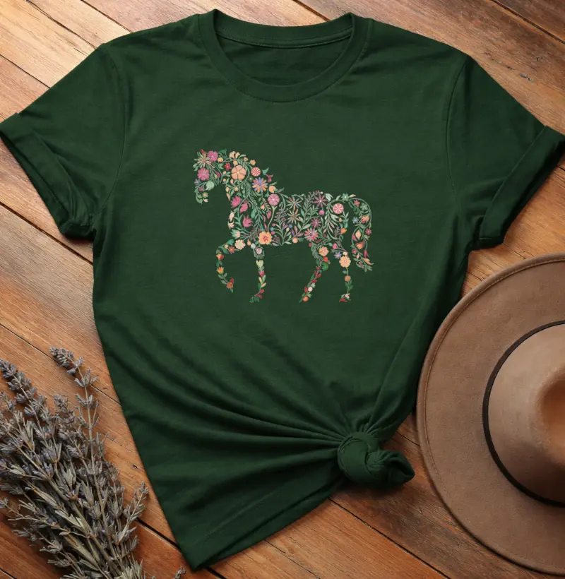 Camiseta Cavalo de Flores 100% Algodão Premium