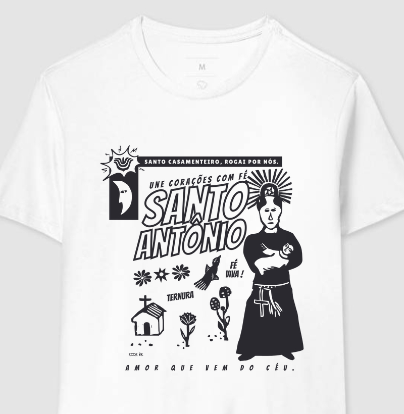 Camiseta Santo Antônio – Amor em Verso, Vintage e Cartoon