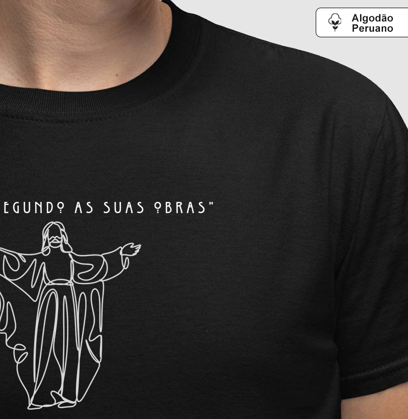 Estampa Jesus Segundo Suas Obras Preta Masc.