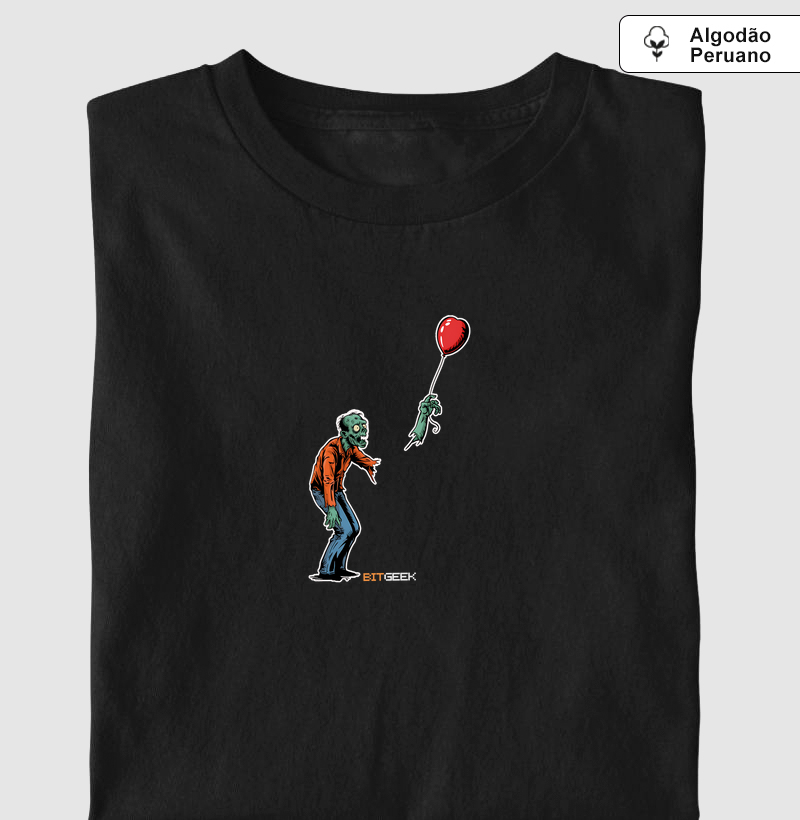 Camiseta Algodão Peruano Balão de Coração Zumbi