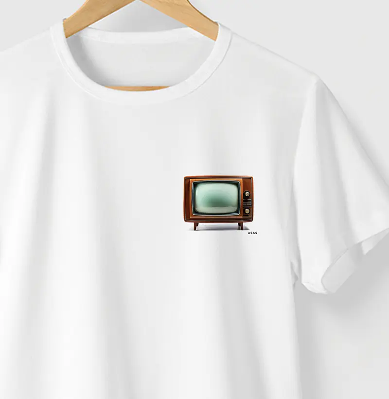Camiseta TV RETRÔ - BRANCA - (100% Algodão)
