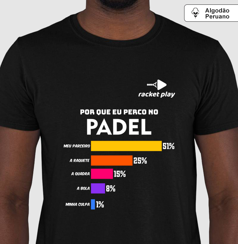 Camiseta Algodão Peruano Padel - Porque eu perco no Padel
