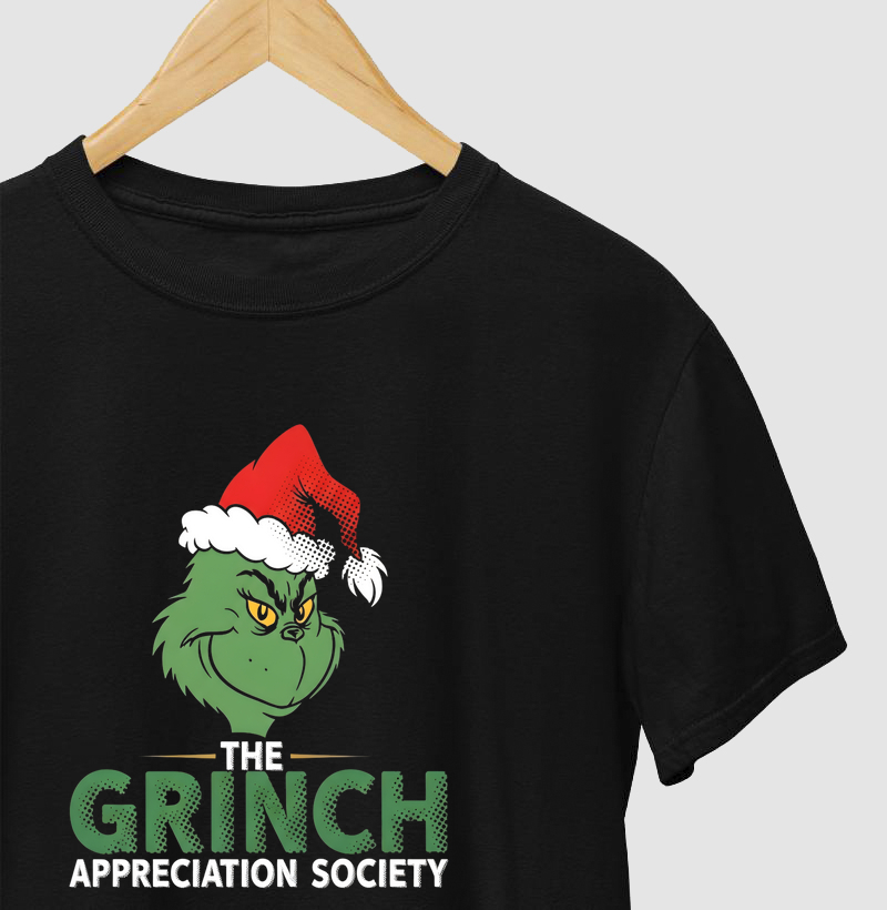 Camiseta The Grinch Appreciation Society – Clube Oficial dos Rabugentos de Natal
