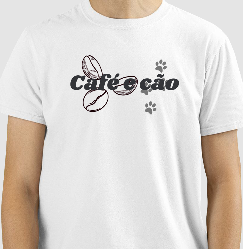 camiseta café e cão 