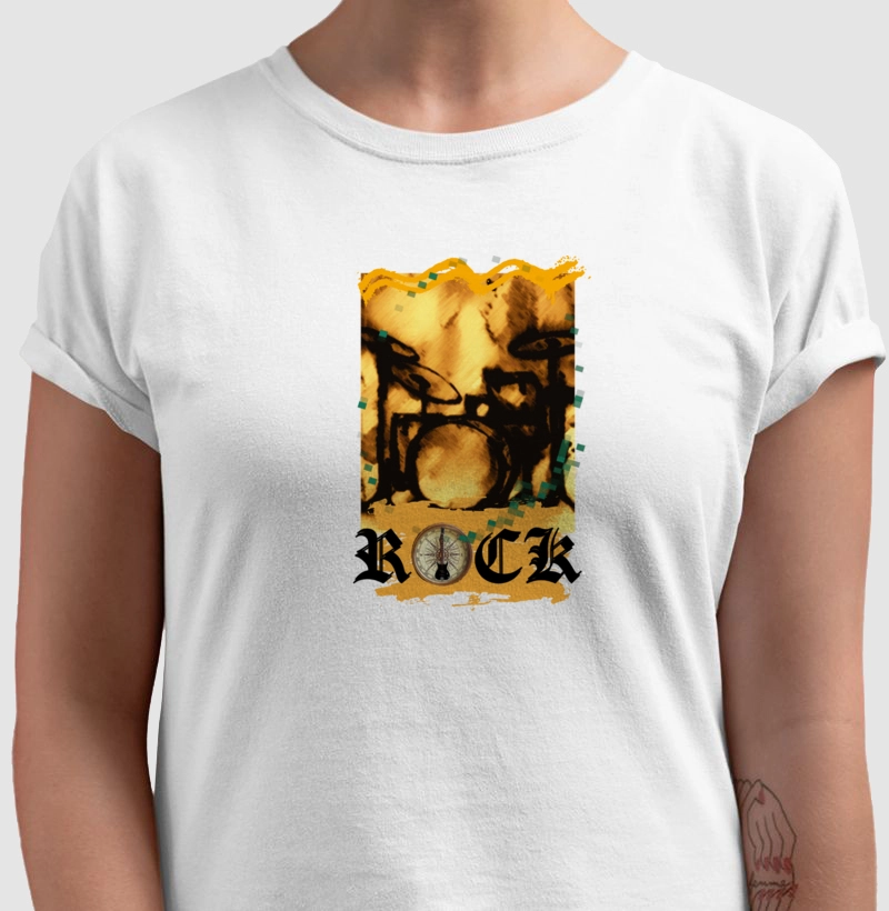 camiseta norteados pelo rock bateria
