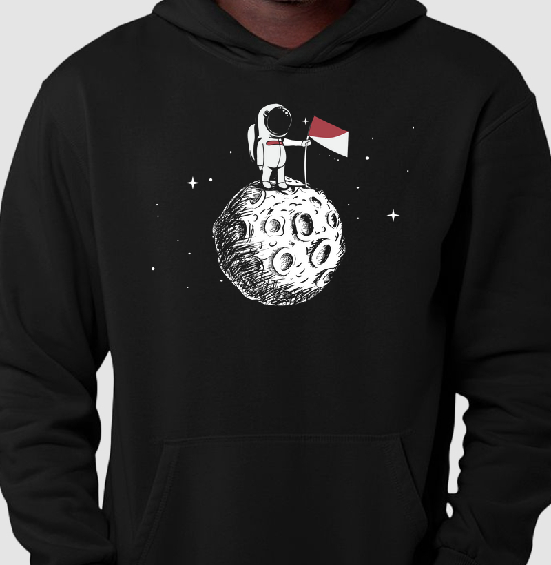 Moletom Canguru Astronauta Vermelho e Branco