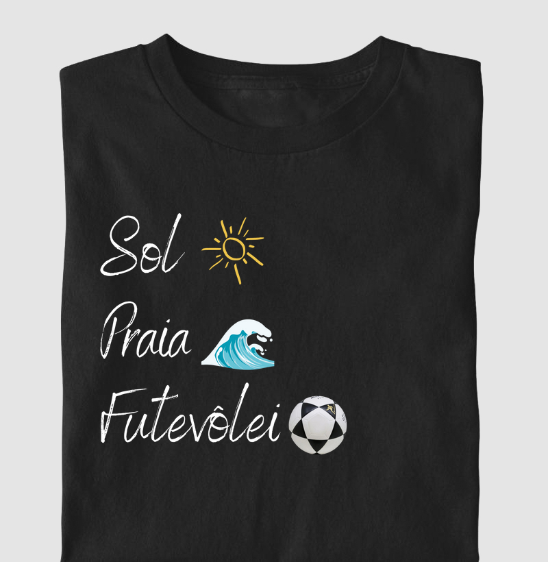 Camiseta sol, praia  e futevôlei