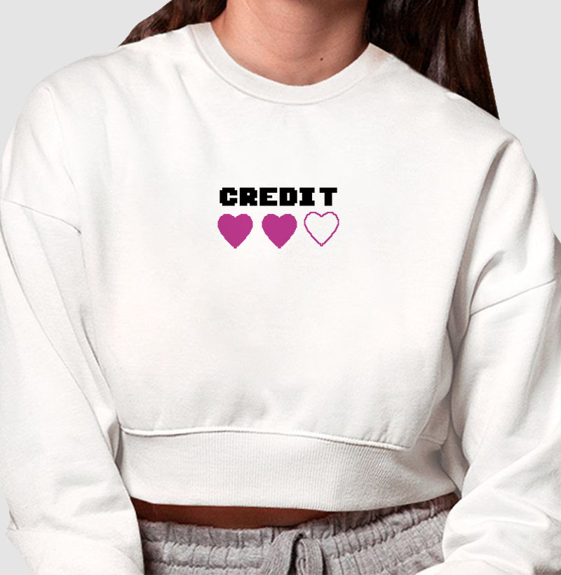 Moletom Cropped “Credit Hearts” 