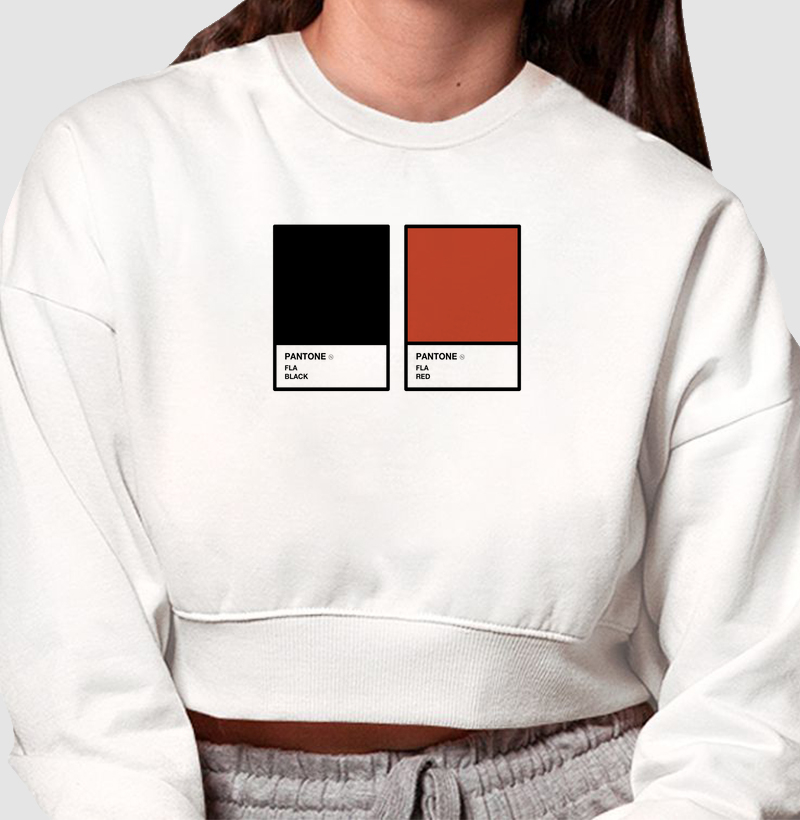Moletom Cropped Pantone Vermelho e Branco