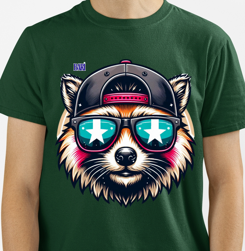 Camiseta com Estampa de Raposa com Boné