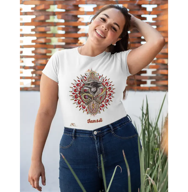 Camiseta Aruanda ê Brasão de Yansã Energia dos Ventos em 100% Algodão 