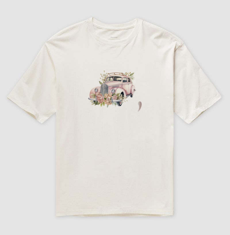 Camiseta Oversized Old car - Pink