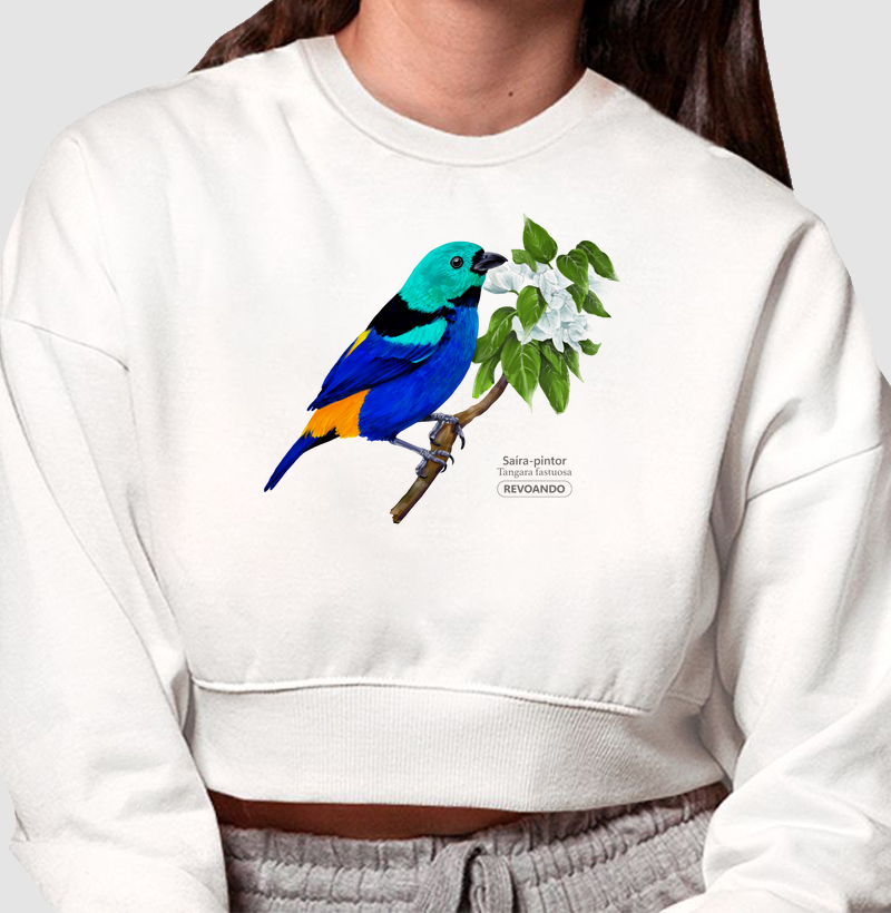 Inky Aves - Saíra-pintor - Moletom Cropped