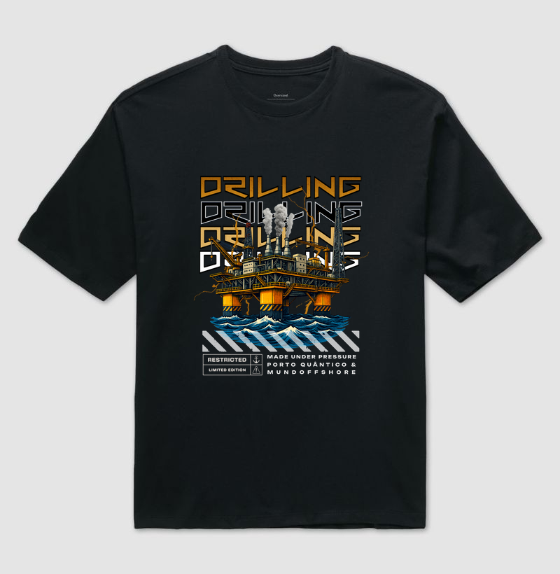 Camiseta Oversized Unissex 100% Algodão - Drilling Zone | Collab MundOffshore