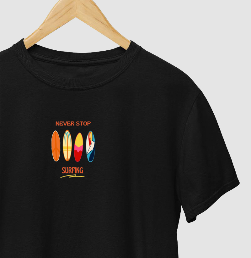 Camiseta never stop surfing