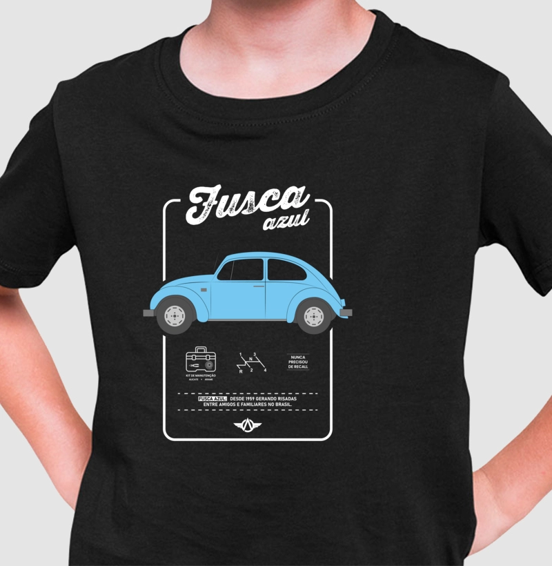 Camiseta Fusca Azul Infantil