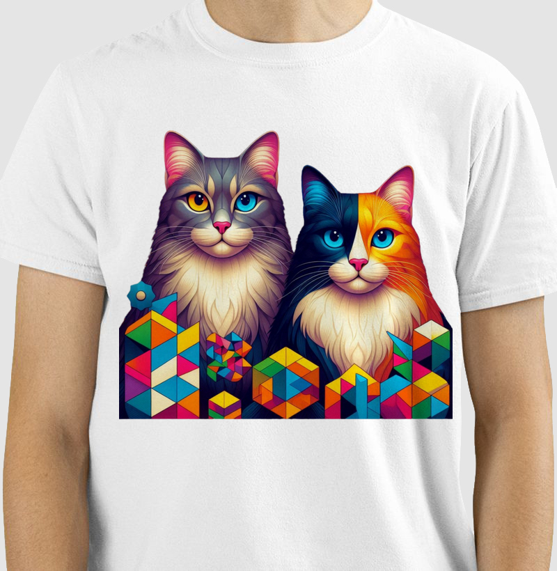 Arte Viva IA - Estampa de Gatos Geométricos