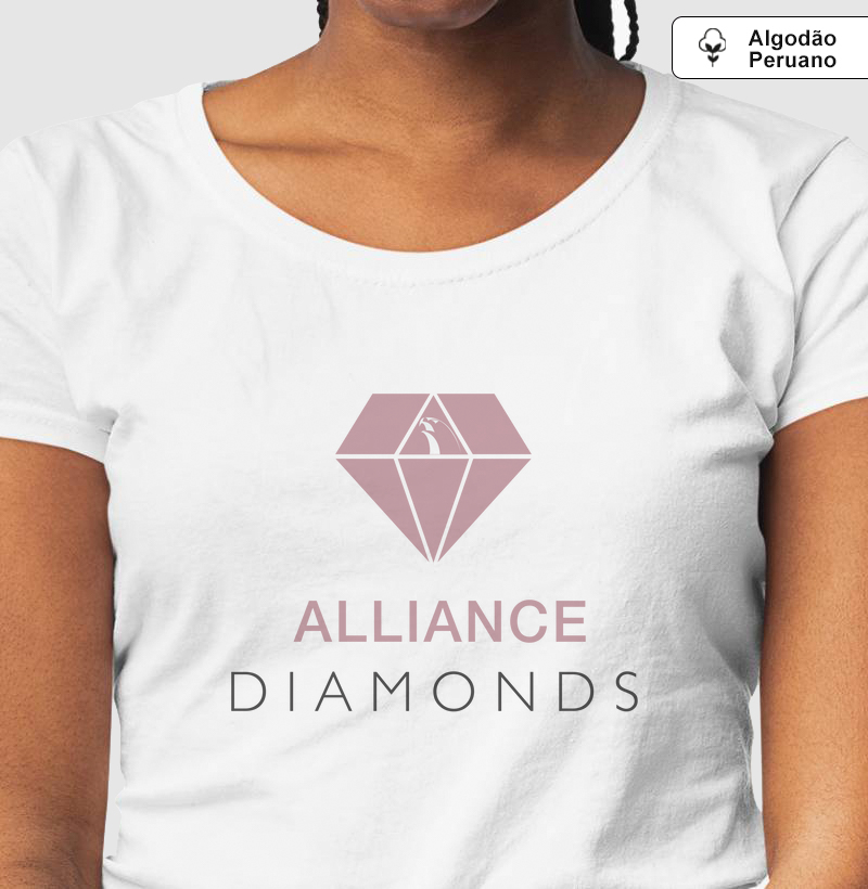 Camiseta Alliance Diamonds - Logo Rosa I Branco