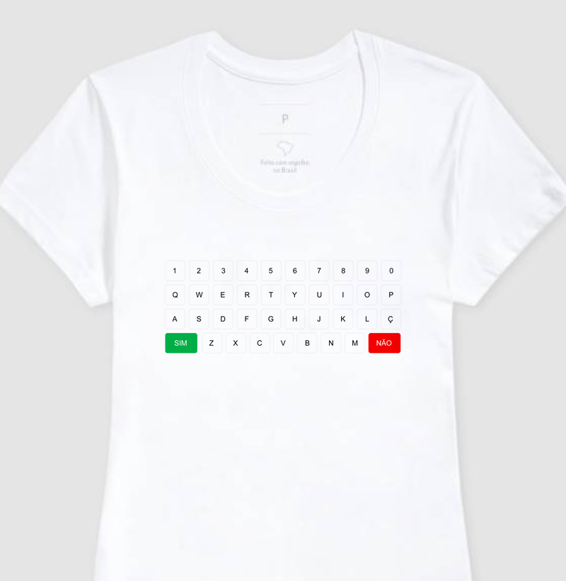 Camiseta Teclado Inclusivo com as teclas SIM e NÃO | Feminina