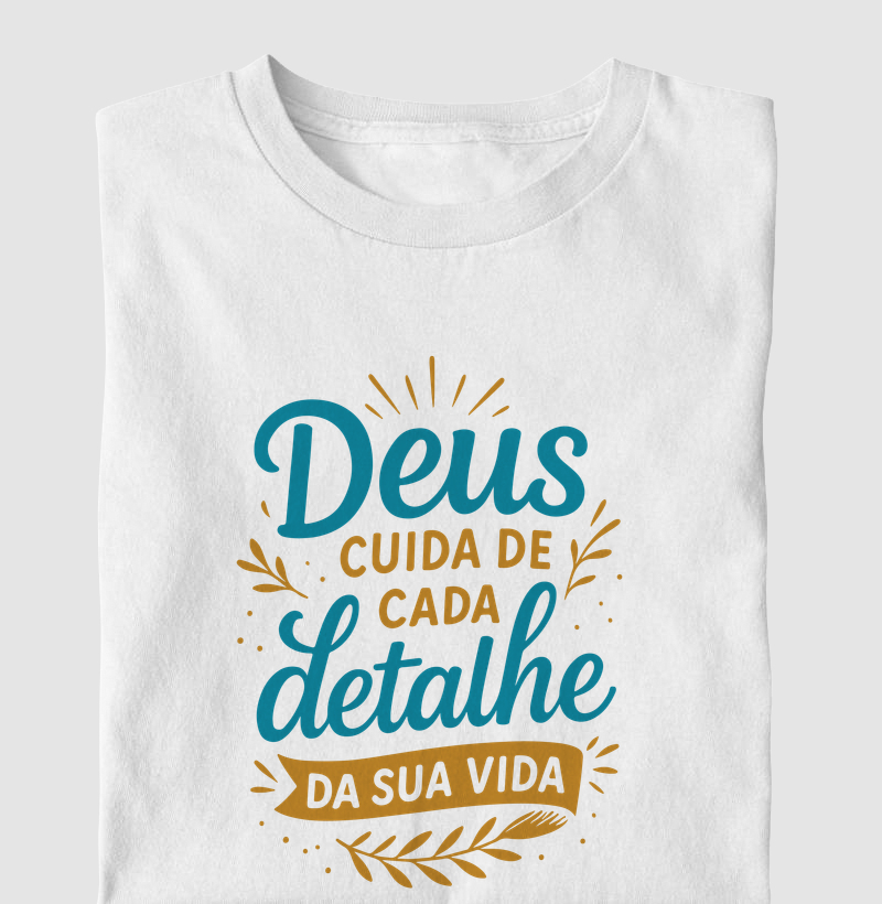 Camiseta Deus cuida de cada detalhe