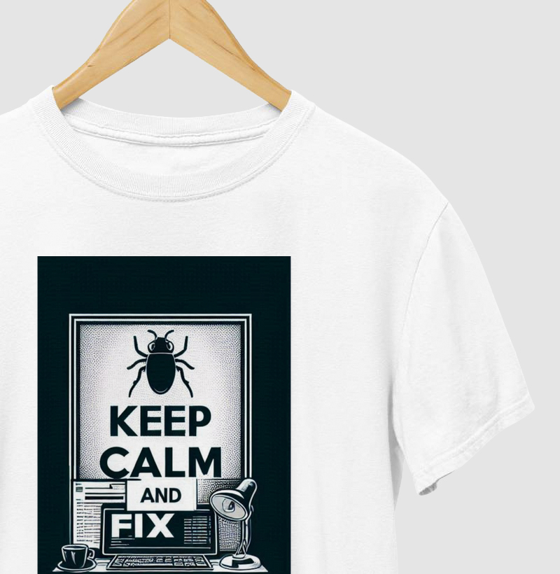 CAMISA KEEP CALM AND FIX BUG