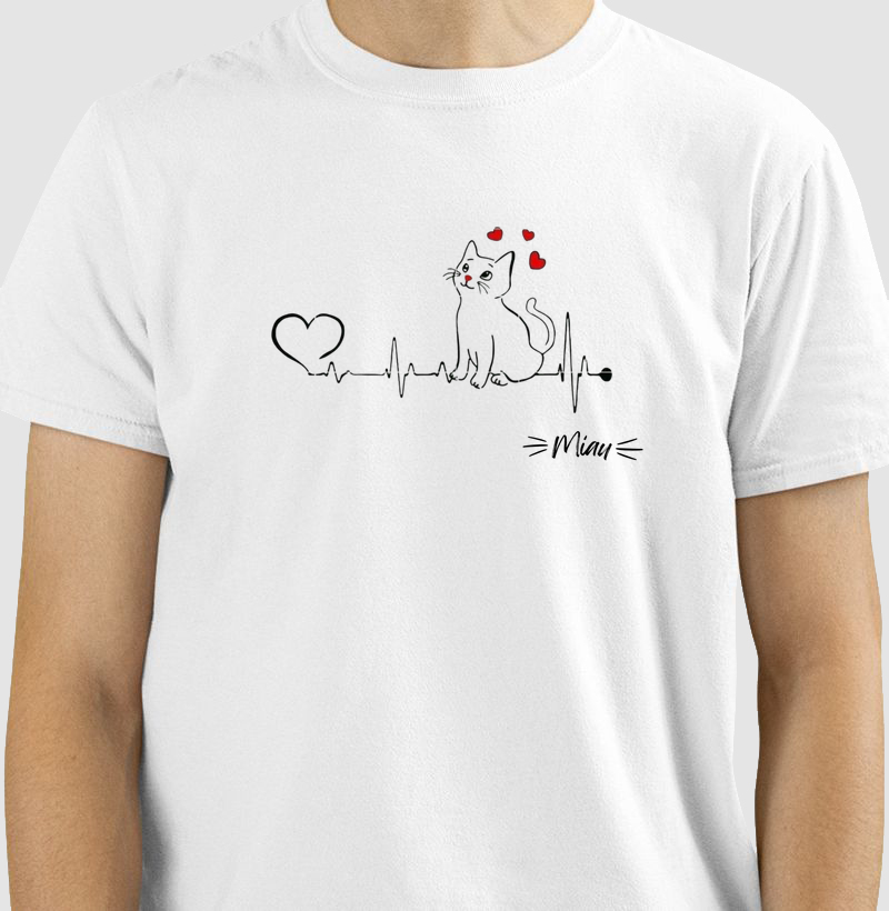 Camiseta Miau Bate coração