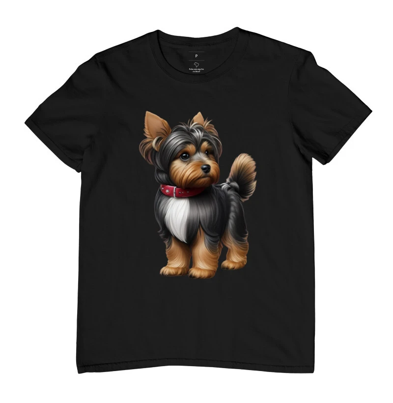 Camiseta Yorkshire cabeludo escovado fofinho