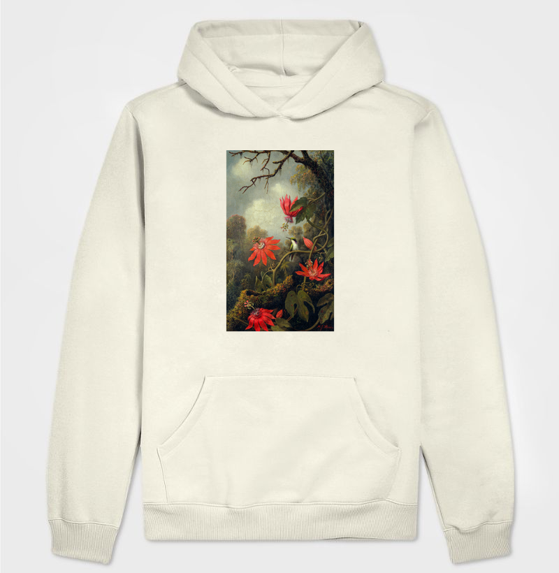 Hummingbird and Passionflowers