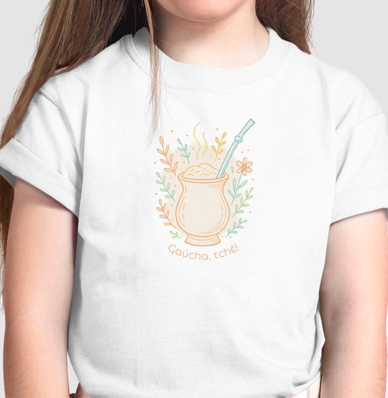Camiseta Infantil Feminina Gaúcha Tchê | 100% algodão
