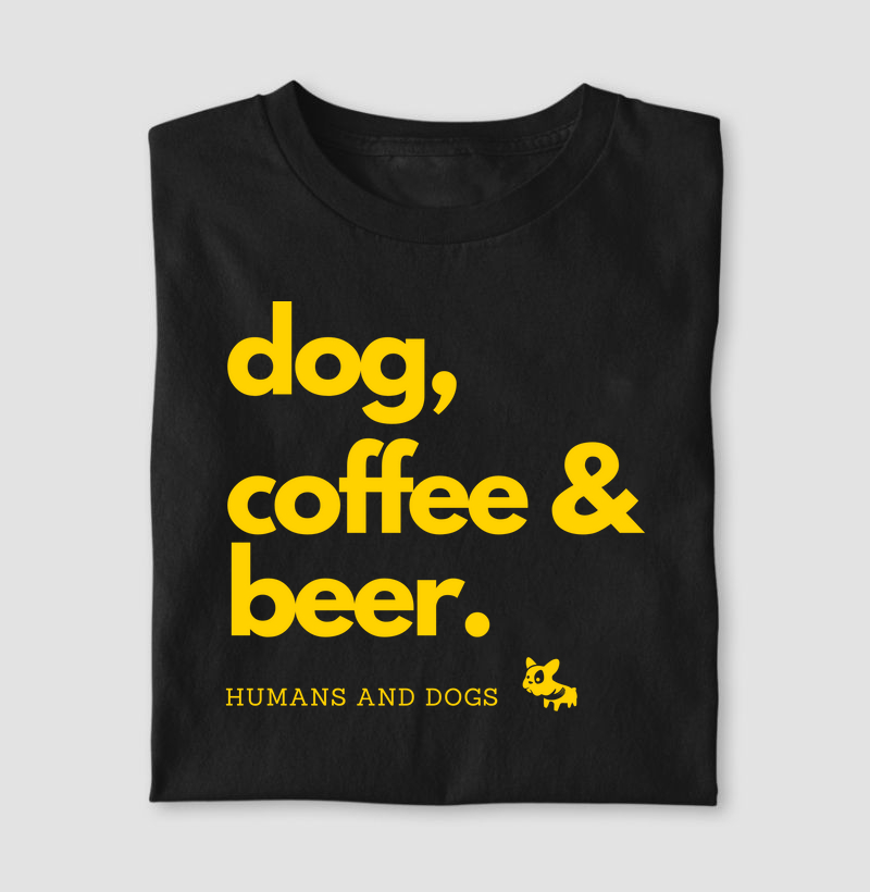 Camiseta Dog, Coffee & Beer