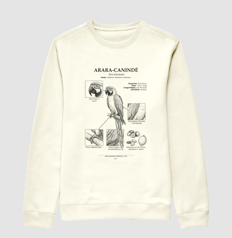 Suéter Moletom  Arara-Canindé Vintage | Coleção Enciclopédia Tropical