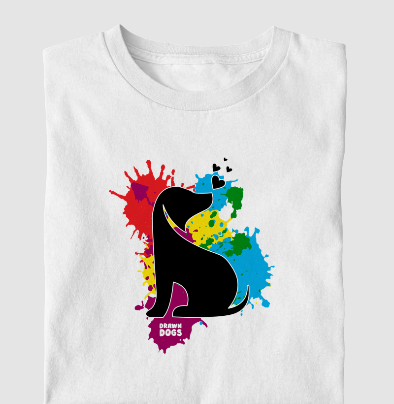 Silhueta cachorro fundo colorido