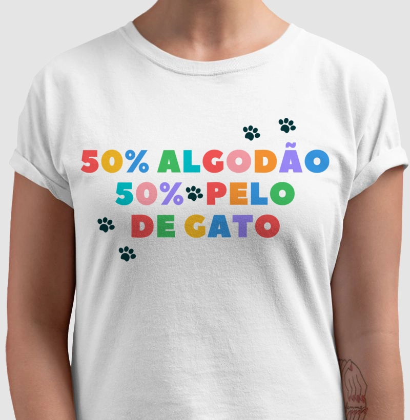 50% algodão 50% pelo de gato
