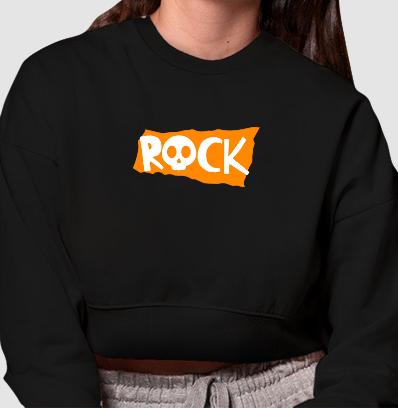 Moletom Cropped Rock Minimalista