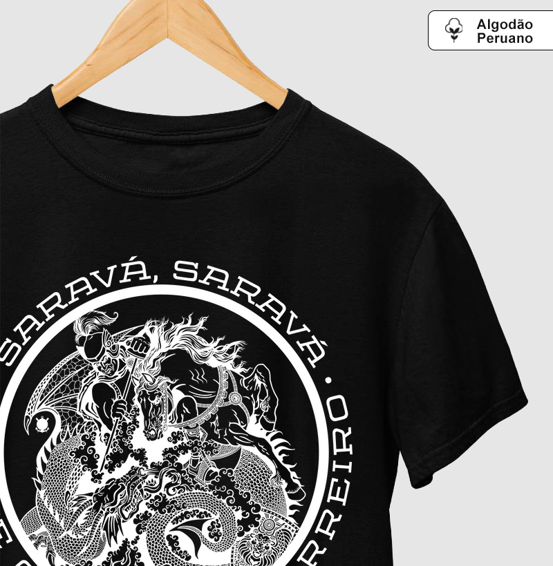 Camiseta Algodão Peruano Saravá São Jorge